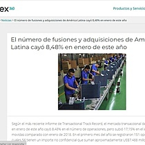 El nmero de fusiones y adquisiciones de Amrica Latina cay 8,48% en enero de este ao